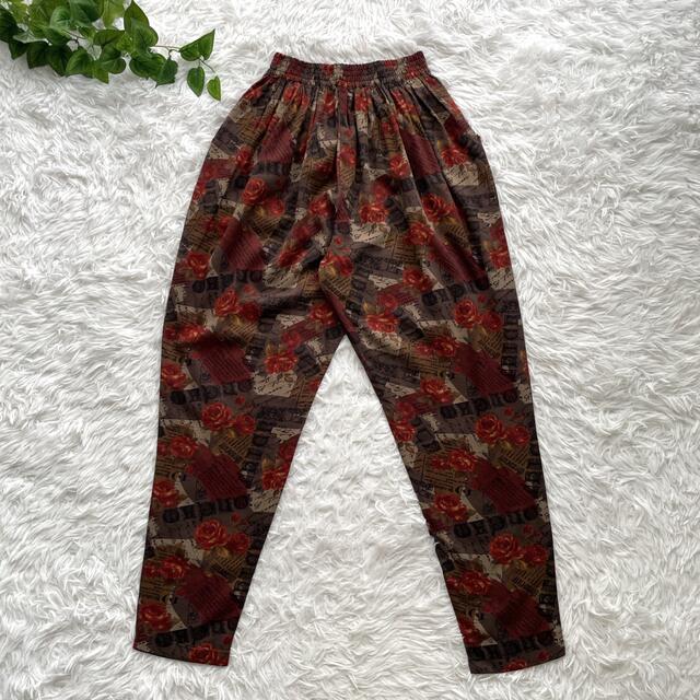 SALE正規品 古着 レトロ フラワー柄 メッセージ デザインパンツ 総柄