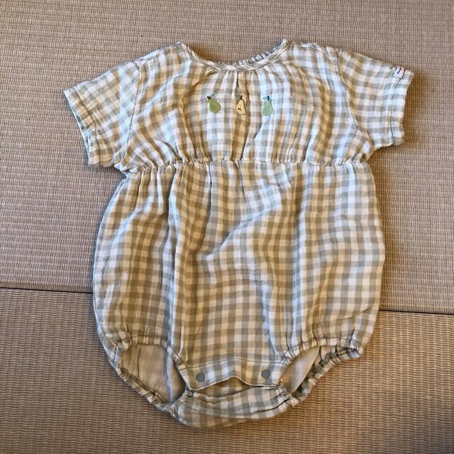 F.O.KIDS(エフオーキッズ)の【ゆ様専用】apres les cours  fruit チェックロンパス　80 キッズ/ベビー/マタニティのベビー服(~85cm)(ロンパース)の商品写真