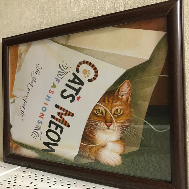 cat アンティーク 雑貨 猫 ネコ アート 絵画 複写額付き | フリマアプリ ラクマ