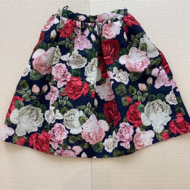 ブルーガール ブルマリン フレアスカート 花柄 バラ - ひざ丈スカート