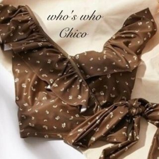 フーズフーチコ(who's who Chico)の新品 who's who Chico 花柄フリルカシュクールスイムTOPS(水着)