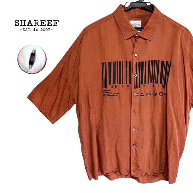 名作★SHAREEF シャリーフ バーコード刺繍 オーバーサイズ シャツ