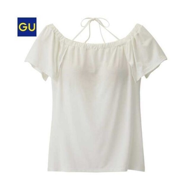 GU(ジーユー)のr0038【GU】WOMEN ブラフィール オフショルダーT（M/オフホワイト） レディースのトップス(Tシャツ(半袖/袖なし))の商品写真