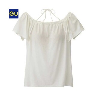 ジーユー(GU)のr0038【GU】WOMEN ブラフィール オフショルダーT（M/オフホワイト）(Tシャツ(半袖/袖なし))