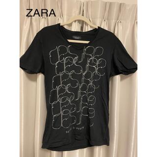 ザラ(ZARA)のZARA Mサイズ 黒 Tシャツ ザラ ブラック(Tシャツ/カットソー(半袖/袖なし))