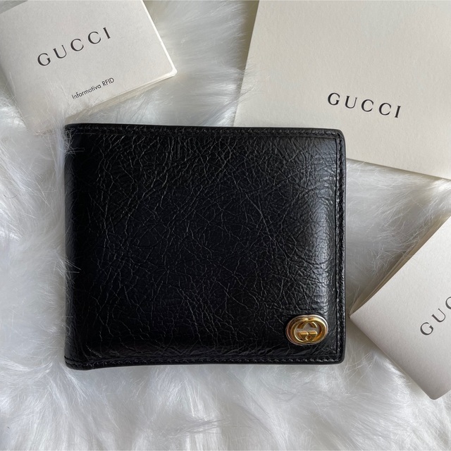 美品】GUCCI 二つ折り財布 黒 専門店では 51.0%OFF