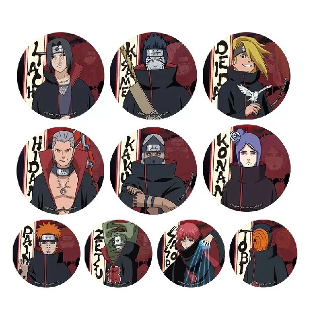 ナルト疾風伝　NARUTO　◎中国限定　ホログラム　暁　缶バッジ　セットF