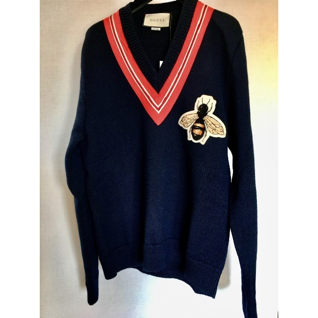 G - GUCCI beeワッペン付きメンズニット 未使用の通販 by ラクマ