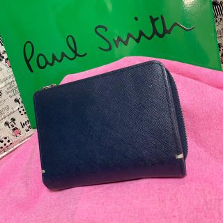 ポールスミス(Paul Smith)のPaulSmith ポールスミス折り財布 ジップストローグレイン　ネイビー！(折り財布)