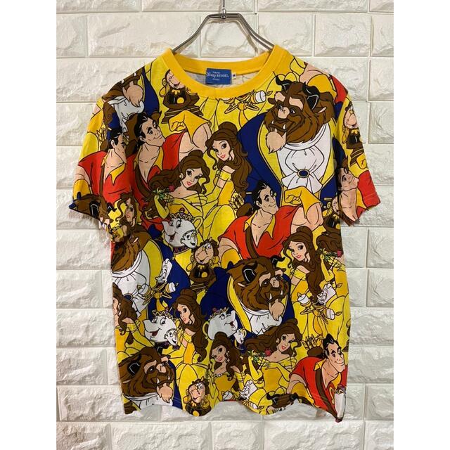 Disney(ディズニー)の美品　ディズニー リゾート　美女と野獣　総柄  Tシャツ メンズのトップス(Tシャツ/カットソー(半袖/袖なし))の商品写真