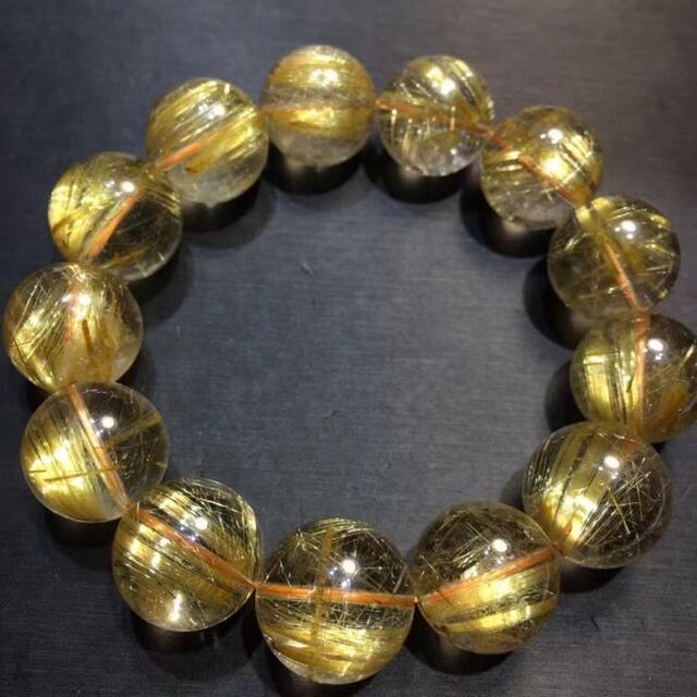 贈り物 ⭐︎【天然】ゴールド ルチル 17mm ブレスレット クオーツ