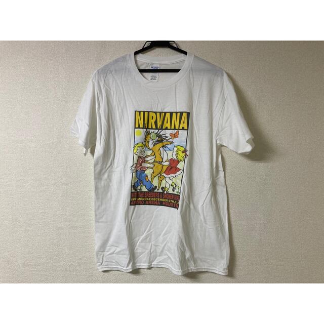 nirvanaニルヴァーナ コジックポスター モチーフホワイトTシャツ M