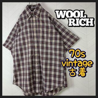 ウールリッチ(WOOLRICH)の激レア70's ウールリッチ チェックシャツ ヴィンテージ ボタンダウン 半袖(シャツ)
