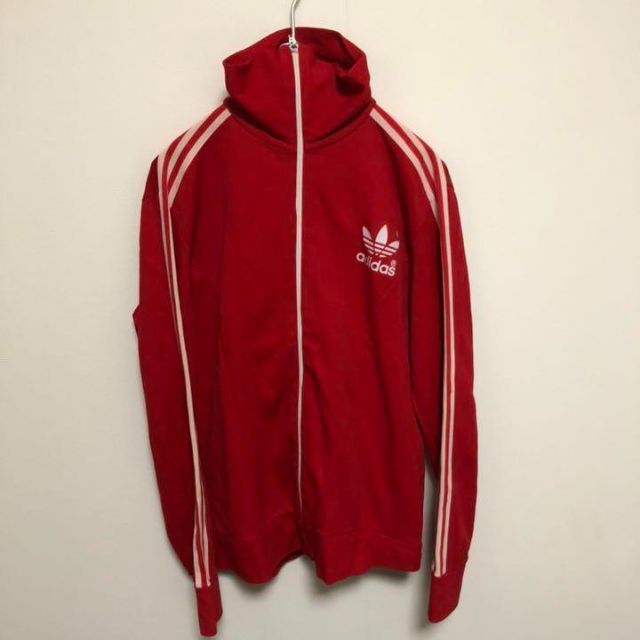 80s   adidas トラックジャケット　メンズレディース　ホワイト×レッド