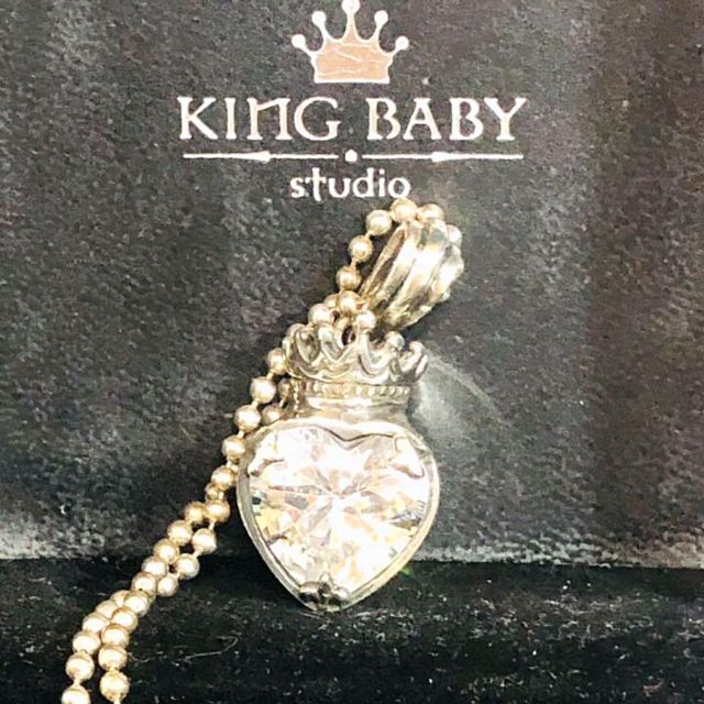 KINGBABY クラウン 大粒ストーン ネックレス シルバー-