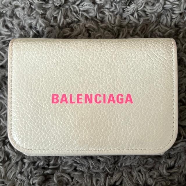 【未使用品！】BALENCIAGA ミニ三つ折り財布 ホワイト × ピンク