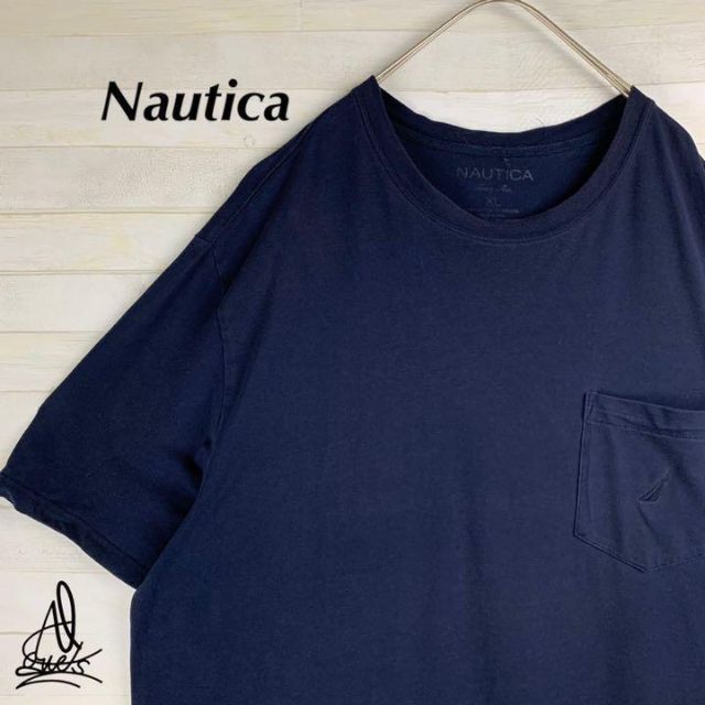 NAUTICA(ノーティカ)の《セーリング》Nauticaノーティカ　Tシャツ　XL☆ネイビー　紺色　刺繍ロゴ メンズのトップス(Tシャツ/カットソー(半袖/袖なし))の商品写真