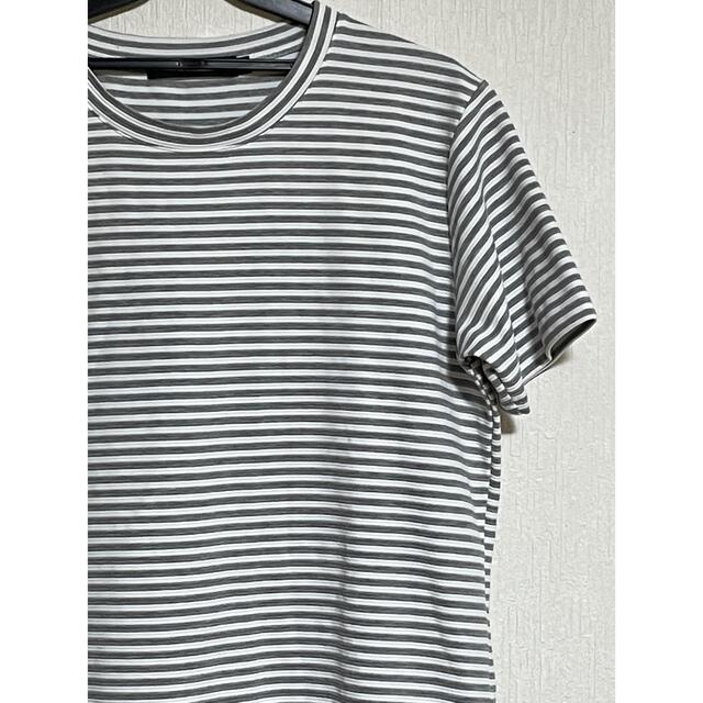 FUGA(フーガ)の美品　FUGA フーガ　ボーダー半袖Tシャツ　カットソー　白/グレー　46 メンズのトップス(Tシャツ/カットソー(半袖/袖なし))の商品写真
