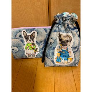 SALE コヤンイサムチョン　バニ&ジンコちゃん巾着&ポーチセット(ポーチ)