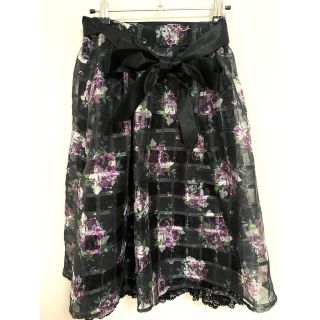 アクシーズファム(axes femme)のaxes femme 花柄シアーチェックスカート(ロングスカート)