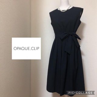 オペークドットクリップ(OPAQUE.CLIP)の【極美品】OPAQUE.CLIP TOKYO フォーマルワンピース ネイビー(ひざ丈ワンピース)