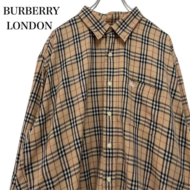 BURBERRY(バーバリー)のBurberrys バーバリー ノバチェックシャツ長袖 ベージュ 刺繍ロゴ XL メンズのトップス(シャツ)の商品写真