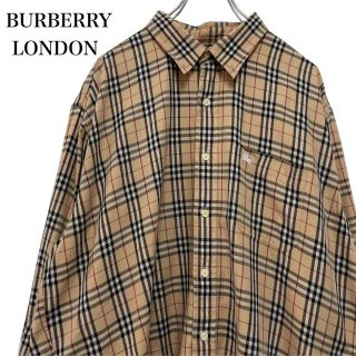 バーバリー(BURBERRY)のBurberrys バーバリー ノバチェックシャツ長袖 ベージュ 刺繍ロゴ XL(シャツ)