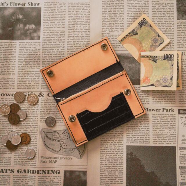 特価　トラッカーウォレット　クロコ型押し　ブラック メンズのファッション小物(折り財布)の商品写真