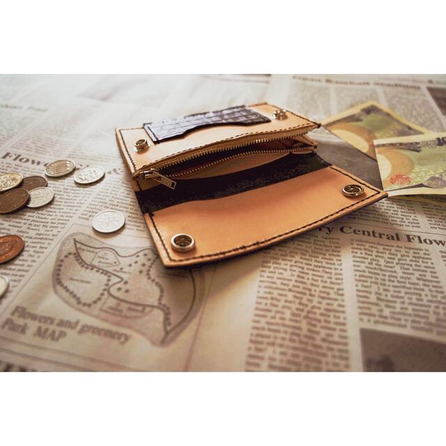 特価　トラッカーウォレット　クロコ型押し　ブラック メンズのファッション小物(折り財布)の商品写真