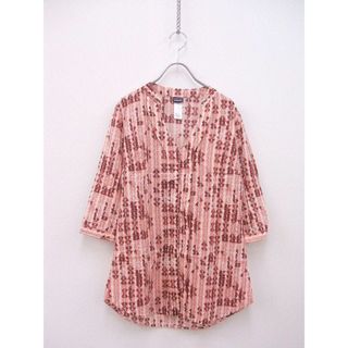 パタゴニア(patagonia)のpatagonia Sedum Pullover Tunic チュニック ブラウス ピンク ホワイト レディース パタゴニア【中古】2-0726M▲(シャツ/ブラウス(長袖/七分))