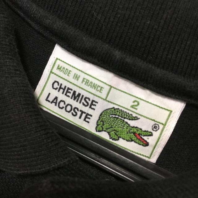 LACOSTE(ラコステ)のフランス製　ヴィンテージ　ラコステ　ポロシャツ　ブラック　レディース Sサイズ レディースのトップス(ポロシャツ)の商品写真