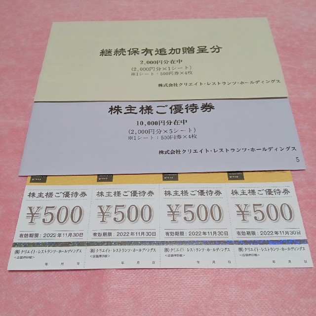正規通販 クリエイトレストラン 優待 14000円分