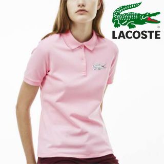 ラコステ(LACOSTE)のLACOSTE フリルカット ラメ デカワニ ポロシャツ　S ピンク(ポロシャツ)