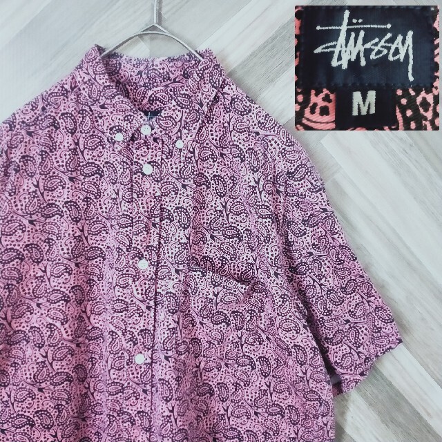 バンドTシャツ90s USA製old stussy ステューシーペイズリー柄ボタンダウンシャツ