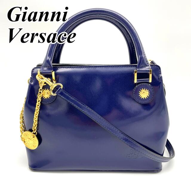 G Ve - ヴェルサーチ ハンドバッグ サンバースト ブルー ショルダー