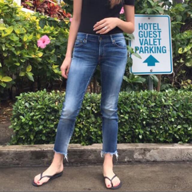 低価格のパンツアングリッドデニム パンツ スキニー