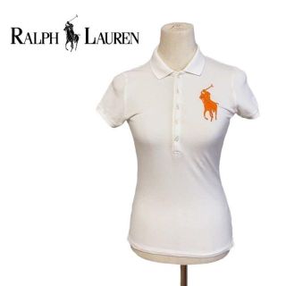 ラルフローレン(Ralph Lauren)のRALPH LAUREN ラルフローレン　ポロシャツ　白　オレンジ　ポニー　M(ポロシャツ)