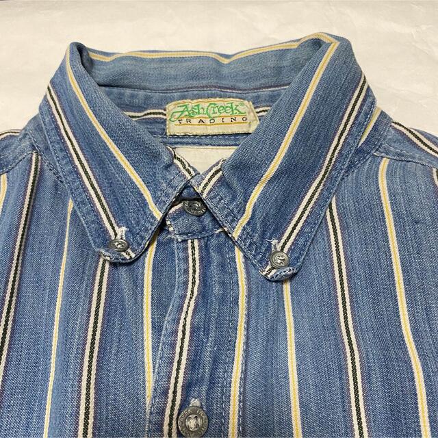 90s 古着 ヴィンテージ ストライプシャツ マルチカラー  ビッグシルエット メンズのトップス(シャツ)の商品写真