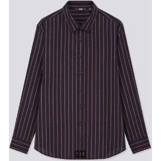 ユニクロ(UNIQLO)の時間限定値下*ユニクロ　レーヨンストライプブラウス　ネイビー(シャツ/ブラウス(長袖/七分))