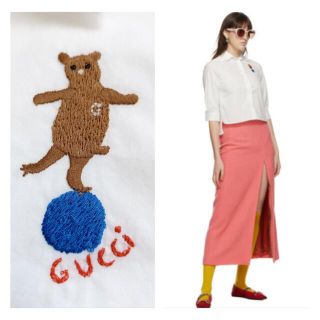 グッチ(Gucci)のGUCCI  グッチ　ベア刺繍　ポプリンコットン　シャツ(シャツ/ブラウス(長袖/七分))