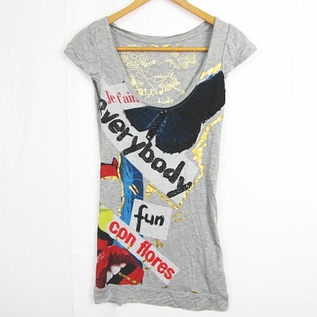 DESIGUAL(デシグアル)のデシグアル Desigual カットソー Tシャツ 半袖 レーヨン S グレー レディースのトップス(Tシャツ(半袖/袖なし))の商品写真