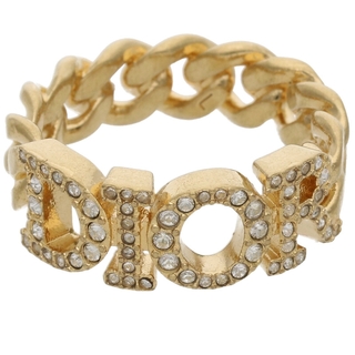 ディオール(Dior)のディオール ホワイト クリスタルゴールドトーンメタルリング LARGE/14号(リング(指輪))
