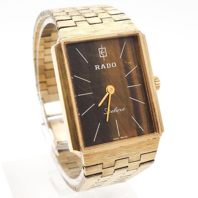 RADO(ラドー)の《希少》RADO Deluxe 腕時計 タイガーアイ 手動巻き ゴールド メンズの時計(腕時計(アナログ))の商品写真