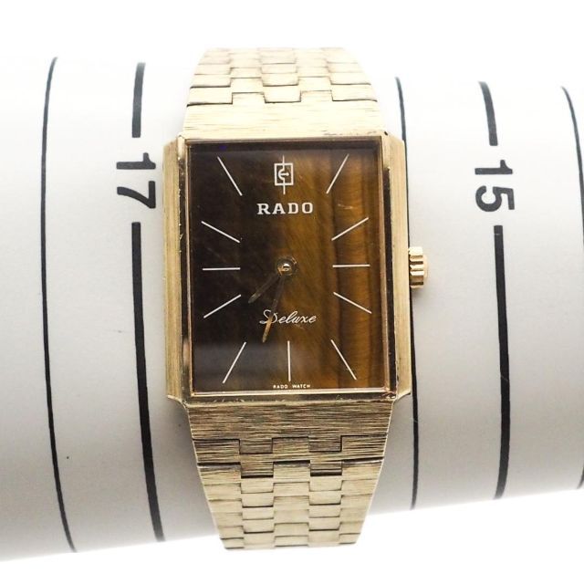 RADO(ラドー)の《希少》RADO Deluxe 腕時計 タイガーアイ 手動巻き ゴールド メンズの時計(腕時計(アナログ))の商品写真