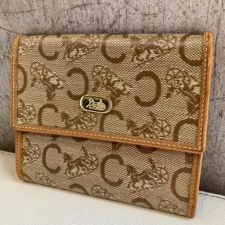 セリーヌ(celine)のCELINE セリーヌ ヴィンテージ Cマーク 馬車金具 折り財布 ベージュ(財布)