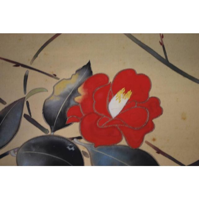 真作】佐野光穂/春寒図/椿に小禽図/掛軸☆宝船☆U-610 J その他 真作】佐野光穂/春寒図/椿に小禽図/掛軸☆宝船☆U-610 J その他