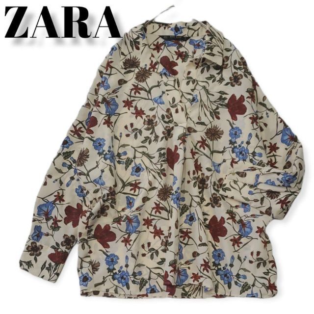 ZARA BASIC　花柄長袖ブラウス　ボタニカル　ゆったり　レディース　服