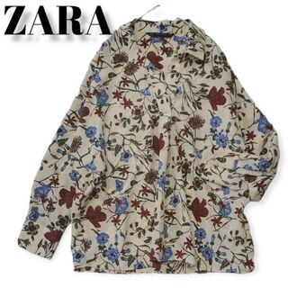 ザラ(ZARA)のZARA BASIC　花柄長袖ブラウス　ボタニカル　ゆったり　レディース　服(シャツ/ブラウス(長袖/七分))