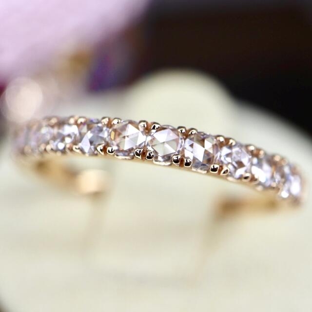 ウルウル✨高品質ローズカットダイヤモンドハーフエタニティk18PGD0.41ct レディースのアクセサリー(リング(指輪))の商品写真