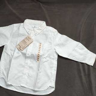 ムジルシリョウヒン(MUJI (無印良品))の無印良品 ボタンダウンシャツ インド綿 90cm  洗いざらし オフ白 MUJI(ブラウス)